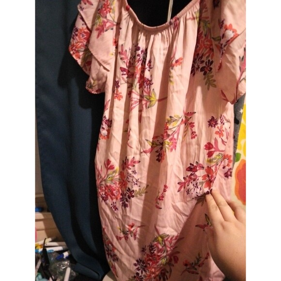 Terra  Sky Womens O W (14w)Drop Shoulder Flutter Sleeve Floral Print Baby Doll - Picture 8 of 11